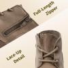 image:imageDREAM PAIRS Girls Low Wedge Heel Booties Side Zipper Ankle Boots ToddlerLittle KidBig KidTaupe