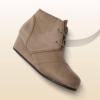 image:imageDREAM PAIRS Girls Low Wedge Heel Booties Side Zipper Ankle Boots ToddlerLittle KidBig KidTaupe