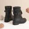 image:imageDREAM PAIRS Girls Mid Calf Combat Ankle Lace up BootsBlack