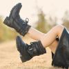 image:imageDREAM PAIRS Girls Mid Calf Combat Ankle Lace up BootsBlack