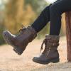 image:imageDREAM PAIRS Girls Mid Calf Combat Ankle Lace up BootsBrown