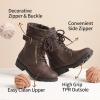 image:imageDREAM PAIRS Girls Mid Calf Combat Ankle Lace up BootsBrown