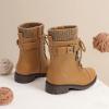 image:imageDREAM PAIRS Girls Mid Calf Combat Ankle Lace up BootsWheat