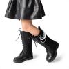 image:imageDREAM PAIRS Girls Riding Boots Knee High Side Zipper Mid Calf Shoes Little KidBig KidBlackknitting