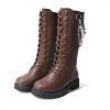image:imageDREAM PAIRS Girls Riding Boots Knee High Side Zipper Mid Calf Shoes Little KidBig KidDark Brown