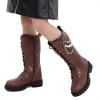 image:imageDREAM PAIRS Girls Riding Boots Knee High Side Zipper Mid Calf Shoes Little KidBig KidDark Brown