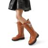 image:imageDREAM PAIRS Girls Riding Boots Knee High Side Zipper Mid Calf Shoes Little KidBig KidTan