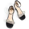 image:imageDREAM PAIRS Girls Sandals Ankle Strap Square Toe Low Heel Bow Flower Dress ShoesBlack
