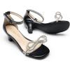 image:imageDREAM PAIRS Girls Sandals Ankle Strap Square Toe Low Heel Bow Flower Dress ShoesBlack
