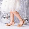image:imageDREAM PAIRS Girls Sandals Ankle Strap Square Toe Low Heel Bow Flower Dress ShoesChampagnerhinestone