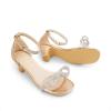 image:imageDREAM PAIRS Girls Sandals Ankle Strap Square Toe Low Heel Bow Flower Dress ShoesChampagnerhinestone