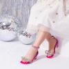 image:imageDREAM PAIRS Girls Sandals Ankle Strap Square Toe Low Heel Bow Flower Dress ShoesHot Pink