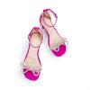 image:imageDREAM PAIRS Girls Sandals Ankle Strap Square Toe Low Heel Bow Flower Dress ShoesHot Pink