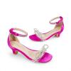 image:imageDREAM PAIRS Girls Sandals Ankle Strap Square Toe Low Heel Bow Flower Dress ShoesHot Pink
