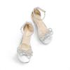 image:imageDREAM PAIRS Girls Sandals Ankle Strap Square Toe Low Heel Bow Flower Dress ShoesSilver