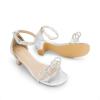 image:imageDREAM PAIRS Girls Sandals Ankle Strap Square Toe Low Heel Bow Flower Dress ShoesSilver