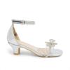 image:imageDREAM PAIRS Girls Sandals Ankle Strap Square Toe Low Heel Bow Flower Dress ShoesSilver