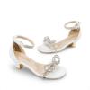 image:imageDREAM PAIRS Girls Sandals Ankle Strap Square Toe Low Heel Bow Flower Dress ShoesWhite