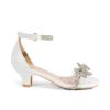 image:imageDREAM PAIRS Girls Sandals Ankle Strap Square Toe Low Heel Bow Flower Dress ShoesWhite