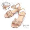 image:imageDREAM PAIRS Girls Sandals Low Heel Dress Open Toe Sandals Flower Wedding Party for Little KidBig KidChampagnesatin