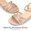 image:imageDREAM PAIRS Girls Sandals Low Heel Dress Open Toe Sandals Flower Wedding Party for Little KidBig KidChampagnesatin