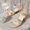image:imageDREAM PAIRS Girls Sandals Low Heel Dress Open Toe Sandals Flower Wedding Party for Little KidBig KidGold