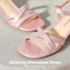 image:imageDREAM PAIRS Girls Sandals Low Heel Dress Open Toe Sandals Flower Wedding Party for Little KidBig KidRose Gold