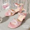 image:imageDREAM PAIRS Girls Sandals Low Heel Dress Open Toe Sandals Flower Wedding Party for Little KidBig KidRose Gold