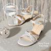 image:imageDREAM PAIRS Girls Sandals Low Heel Dress Open Toe Sandals Flower Wedding Party for Little KidBig KidSilver