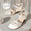 image:imageDREAM PAIRS Girls Sandals Low Heel Dress Open Toe Sandals Flower Wedding Party for Little KidBig KidWhite