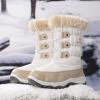 image:imageDREAM PAIRS Girls Snow Boots Warm Cozy AntiSlip Lightweight Mid Calf Faux Fur Lining Winter Shoes for LittleBig KidsBeigeWhite
