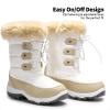 image:imageDREAM PAIRS Girls Snow Boots Warm Cozy AntiSlip Lightweight Mid Calf Faux Fur Lining Winter Shoes for LittleBig KidsBeigeWhite