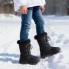 image:imageDREAM PAIRS Girls Snow Boots Warm Cozy AntiSlip Lightweight Mid Calf Faux Fur Lining Winter Shoes for LittleBig KidsBlack