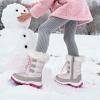 image:imageDREAM PAIRS Girls Snow Boots Warm Cozy AntiSlip Lightweight Mid Calf Faux Fur Lining Winter Shoes for LittleBig KidsGreyPink