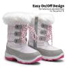 image:imageDREAM PAIRS Girls Snow Boots Warm Cozy AntiSlip Lightweight Mid Calf Faux Fur Lining Winter Shoes for LittleBig KidsGreyPink