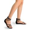 image:imageDREAM PAIRS Womens Ankle Strap Flat Sandals Summer Dressy Strappy Gladiator Rhinestones SandalsBlack