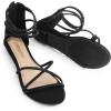 image:imageDREAM PAIRS Womens Ankle Strap Flat Sandals Summer Dressy Strappy Gladiator Rhinestones SandalsBlack