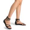 image:imageDREAM PAIRS Womens Ankle Strap Flat Sandals Summer Dressy Strappy Gladiator Rhinestones SandalsBlackPu
