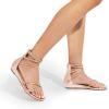 image:imageDREAM PAIRS Womens Ankle Strap Flat Sandals Summer Dressy Strappy Gladiator Rhinestones SandalsChampagneGoldpu