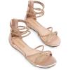 image:imageDREAM PAIRS Womens Ankle Strap Flat Sandals Summer Dressy Strappy Gladiator Rhinestones SandalsChampagneGoldpu