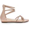 image:imageDREAM PAIRS Womens Ankle Strap Flat Sandals Summer Dressy Strappy Gladiator Rhinestones SandalsChampagneGoldpu