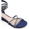 image:imageDREAM PAIRS Womens Ankle Strap Flat Sandals Summer Dressy Strappy Gladiator Rhinestones SandalsNavy