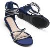 image:imageDREAM PAIRS Womens Ankle Strap Flat Sandals Summer Dressy Strappy Gladiator Rhinestones SandalsNavy