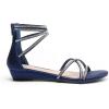 image:imageDREAM PAIRS Womens Ankle Strap Flat Sandals Summer Dressy Strappy Gladiator Rhinestones SandalsNavy