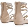 image:imageDREAM PAIRS Womens Ankle Strap Flat Sandals Summer Dressy Strappy Gladiator Rhinestones SandalsNude