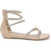 image:imageDREAM PAIRS Womens Ankle Strap Flat Sandals Summer Dressy Strappy Gladiator Rhinestones SandalsNude
