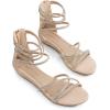 image:imageDREAM PAIRS Womens Ankle Strap Flat Sandals Summer Dressy Strappy Gladiator Rhinestones SandalsNude