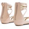 image:imageDREAM PAIRS Womens Ankle Strap Flat Sandals Summer Dressy Strappy Gladiator Rhinestones SandalsNudePu