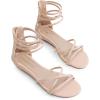 image:imageDREAM PAIRS Womens Ankle Strap Flat Sandals Summer Dressy Strappy Gladiator Rhinestones SandalsNudePu