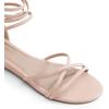 image:imageDREAM PAIRS Womens Ankle Strap Flat Sandals Summer Dressy Strappy Gladiator Rhinestones SandalsNudePu